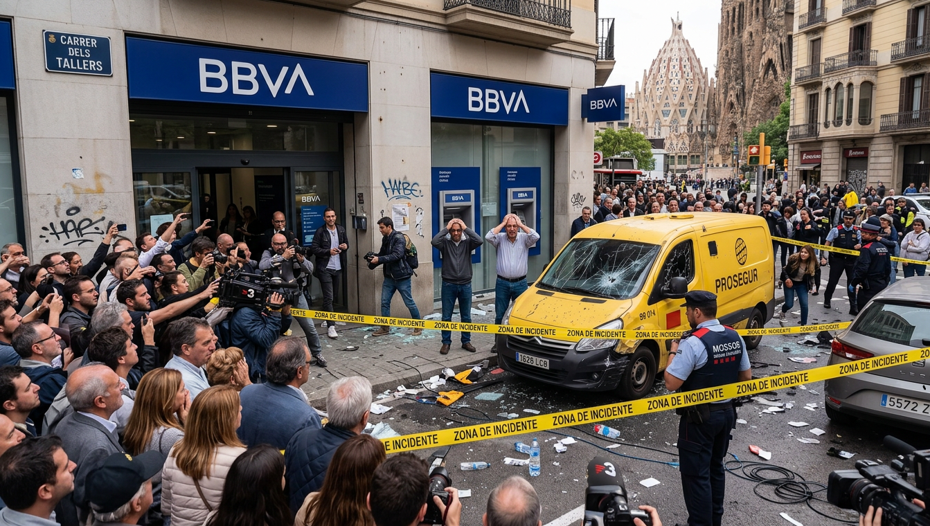 Furgón de transporte protegido en un entorno urbano de España